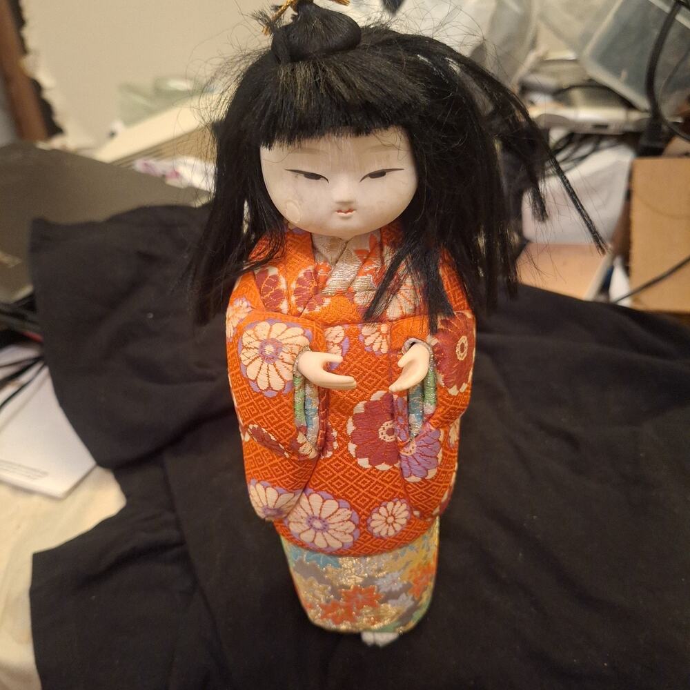Kimekomi doll Kimono beauty figure Japan vintage antique figurine 10" tall